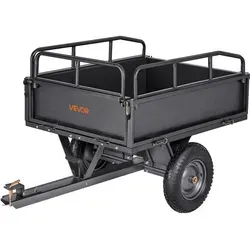 VEVOR Kippanhänger, 226,79 kg Fassungsvermögen, ATV-UTV-Transportanhänger 142x76x70 cm, Kippwagen mit 35,56 cm Reifen, Handzug oder Fußpedal, Hofanhänger für Rasenmähertraktoren