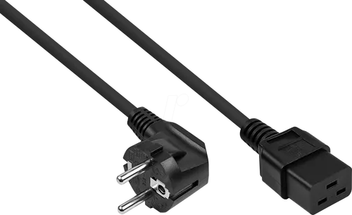 Kabelmeister Netzkabel Schutzkontakt-Stecker Typ E+F - 0,5m mit gewinkeltem Stecker und hoher Strombelastbarkeit bis 16A, ideal für platzsparende Anwendungen
