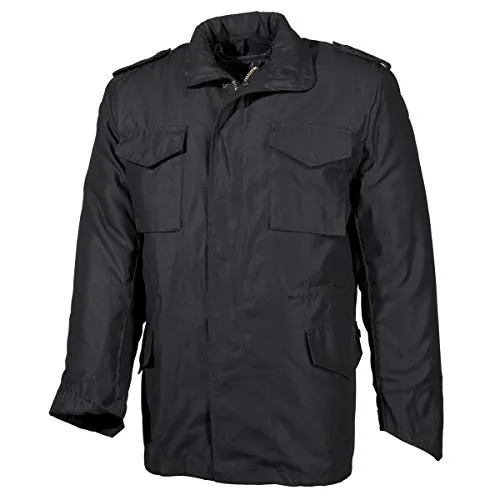 MFH US M65 Feldjacke mit Steppfutter - Schwarz Größe S - Funktionsjacke für kaltes Wetter mit heraustrennbarem Steppfutter und verstellbarer Kapuze, ideal für Outdoor-Aktivitäten und vielseitigen Einsatz.