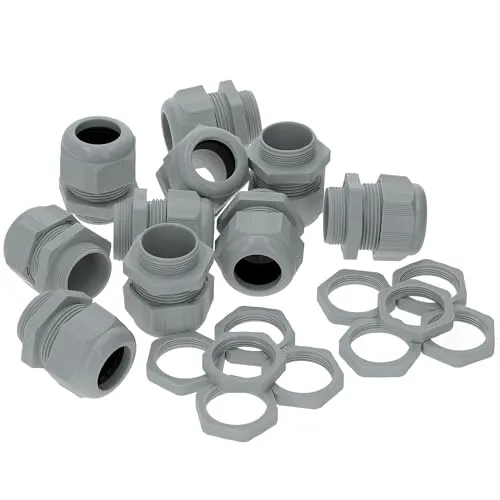 Stück Kalitec M20 Kabelverschraubung Kunststoff 8,0-14mm Klemmbereich I M20 Gegenmutter Kunststoff grau I wasserdichte Kabeldurchführung 10