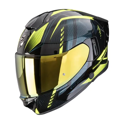 Scorpion Exo-530 Air Theras Integralhelm schwarz/gelb, S (55/56) - Sportlicher Integralhelm mit AirFit-System für individuelle Passform, optimierter Belüftung und geringem Gewicht. Ideal für komfortable Fahrten und sicheres Fahren.