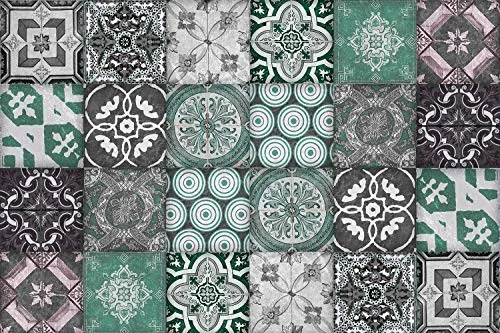 Queence Küchen Spritzschutz Fliesenmuster 60x40 cm in grün von Queence