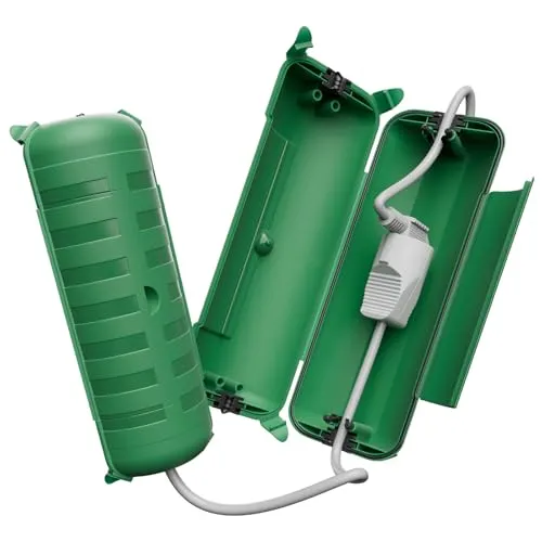 【2er Set】RESTMO IP44 wasserdichte Kabelbox für den Außenbereich (Outdoor), wetterbeständige Große Schutzbox für Verlängerungskabel, Schukostecker, Elektrowerkzeug, 290mm x 110mm x 75mm, Grün