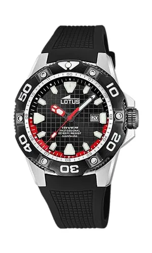 Lotus Diver 18927/4 Herrenarmbanduhr - Elegante Schwarz-Silber Kombination - Herrenuhren mit Edelstahlgehäuse, 20 ATM wasserdicht und stilvolles Design für den modernen Mann.