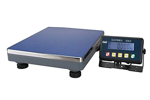 G & G PSE 150kg/10g Paketwaage Plattformwaage, robuste 38 × 32 cm Wiegefläche aus Aluminumguss, verstellbare Füße,Digitalwaage, Netzteil oder Batteriebetrieb