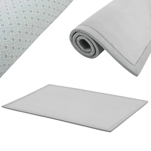 Juskys Puzzlematte Maila 180x120 cm - Rutschfeste Krabbeldecke in Grau mit flauschigem Bezug, ideal für sichere Spielstunden und gemütliches Krabbeln.