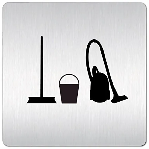 Türschilder24 XXL Schild - Türschild (B) • 125 x 125 mm • Putzraum - Hauswirtschaft • Stabile Schilder aus 1,5 mm Aluminium Vollmaterial • 100% Made in Germany (Putzraum Pikto)