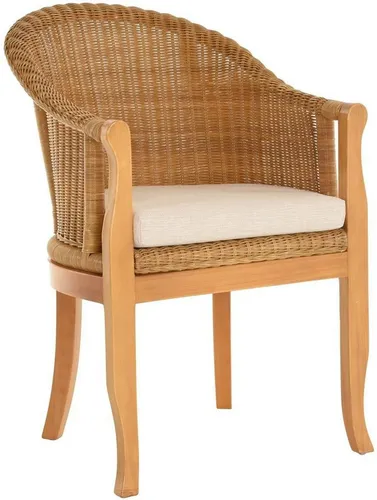 KRINES HOME Rattan-Sessel mit Polster in Honig-Dunkel von Krines Home