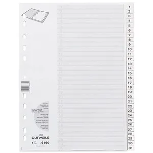DURABLE Ordnerregister DIN A4 Vollformat 1-31 weiß 31-teilig, 1 Satz