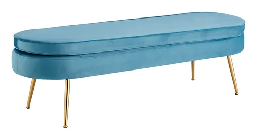 SalesFever Sitzpouf Oval Lang - Samt Blau - Sitzpouf in ovaler Form aus hochwertigem Samt, perfekt zum Entspannen und als stilvolles Wohnaccessoire.