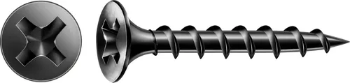 SPAX Trockenbauschraube GIX-B - Grobgewinde, Trompetenkopf, Kreuzschlitz, Nadelspitze, Schwarz Kopfform: Trompetenkopf|Oberfläche: Phosphatiert schwarz|Schraubenlänge in mm: 25 mm|Gewindeform: Grobgewinde|Inhalt / Paket: 1000 Stück
