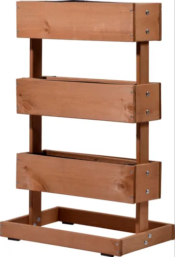 Vertikalbeet Klein mit 3 Pflanzkästen aus Holz - Körbe, Blumentöpfe, -kästen & Untersetzer – Hochbeet mit 3 Pflanzkästen für Kräuter und Blumen, ideal für kleine Gärten oder Balkone.