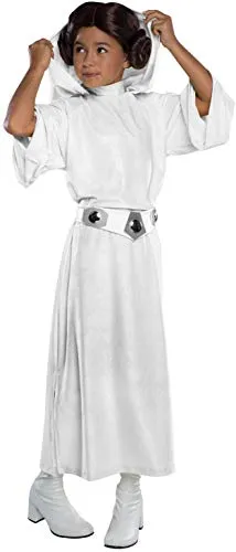 Rubie's Deluxe-Prinzessin Leia Kostüm für Mädchen - Kostüm für Kinder, inklusive Kapuzenkleid, Gürtel und Perücke, offiziell lizenziert und sicher getestet nach europäischen Standards.