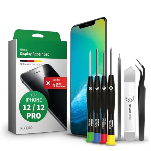 GIGA Fixxoo® geeignet für iPhone 12 Display Original [inkl. Werkzeug-Kit] - Retina LCD Glas mit Touchscreen - Original iPhone Display Reparatur Set - Ersatzdisplay für iPhone mit Werkzeugkit