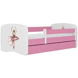 Raumhirsch Furniture Kinderbett 70x140, 80x160, 80x180 cm - Komplettset mit Schublade - Modisches Kinderbett in Rosa mit abnehmbarer Schutzschiene und unterteilter Schublade für optimalen Stauraum. Ideal für Kinder von 2-12 Jahren und sorgt für Sicherheit und Ordnung im Zimmer.