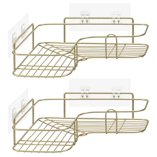 Duschablage ohne Bohren 2er Set in gold von Navaris