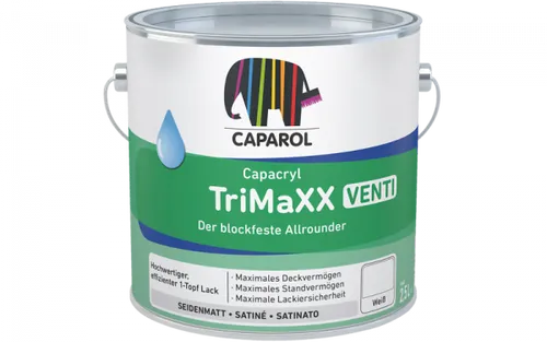 Caparol Capacryl TriMaXX Venti 0,75 Liter, Weiß - Wasserverdünnbarer Eintopflack für Holz, Metall und Hart-PVC. Hohe Deckkraft, schnelles Trocknen und für Kinderspielzeug geeignet. Ideal für Innen- und Außenbereiche.