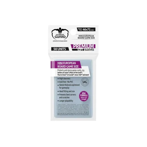 Ultimate Guard Spiel UGD010277 - Premium 50 Kartenhüllen für europäische Karten, aus hochwertigem Kunststoff und ideal für Sammler