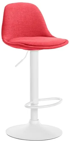 CLP Barhocker Kiel - Drehbar und Höhenverstellbar, Farbe: rot, Gestell Farbe: weiß - Eleganter Barhocker mit hochwertigem Stoffbezug und bequemer Polsterung. Höhenverstellbar für optimale Anpassung an jede Körpergröße, ideal für jeden Einrichtungsstil.