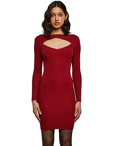 Urban Classics Damen Cut Out Dress Kleid in Burgundy, X-Large - Elegantes Partykleid aus weichem Stretchstoff für optimalen Tragekomfort und einen sexy Look. Ideal für besondere Anlässe!