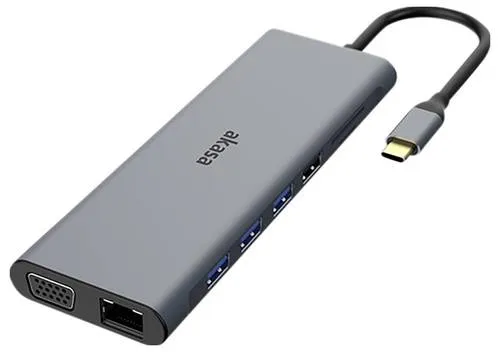 Akasa USB-C Dockingstation 14-in-1 - Weiteres Notebook-Zubehör mit 4K-Video-Unterstützung, Multi-Display-Funktion und 60W Power Delivery für ultimativen Arbeitskomfort.