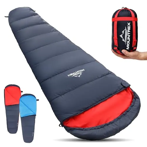 MOUNTREX® Schlafsack - Ultraleicht & Kompakt für Outdoor-Abenteuer - Schlafsäcke für Camping und Reisen, mit nur 760g Gewicht und kleinem Packmaß von 25x14cm. Ideal für maximalen Platzersparnis und perfekten Schlafkomfort.