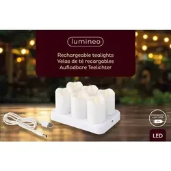 LED-Kerze 6cm weiß - 6er Set - Party-Deko mit 3D-Flammeffekt, ideal für stimmungsvolle Abende. Brenndauer von 30 Stunden und inklusive Ladestation für müheloses Aufladen.