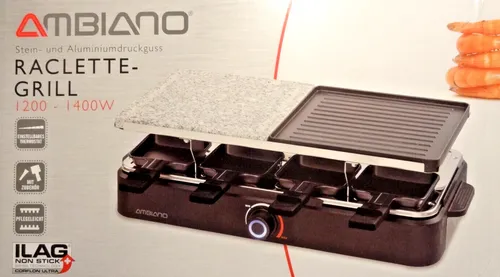 AMBIANO Raclette mit heißem Stein Grill mit Thermostat