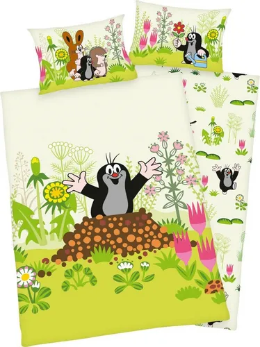 Herding DER KLEINE MAULWURF Bettwäsche-Set - 2-teiliges Kleinkinder-Bettwäsche-Set mit niedlichem Wendemotiv von Der kleine Maulwurf, aus 100% Baumwolle, pflegeleicht und atmungsaktiv, ideal für süße Träume.