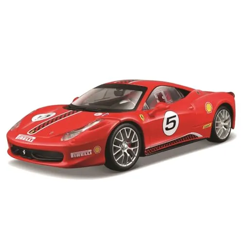 Bburago 15626302-1:24 Ferrari Race und Play 458 Challenge Fahrzeug, Rood, 102 cm