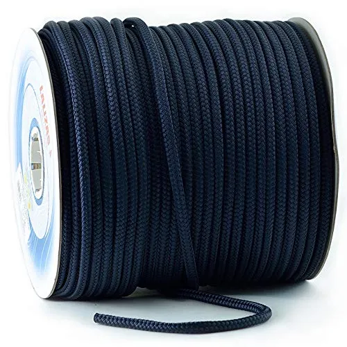 wellenshop Seil Tau Leine Tauwerk Durchmesser Ø 14 mm Meterware Polyester Dunkel-Blau Navy Blau Bruchlast 3000 kg