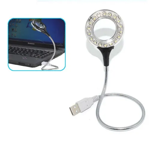 Bolwins LED Arbeitslicht C55 USB 18x LED Lampe Licht Laptop PC Notebook Computer Schwanenhals, Leselicht, LED fest integriert, Tageslichtweiß, 18 integrierte LEDs, super hell (ca. 200 Lumen), augenschonend