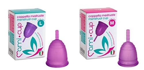 Kit Menstruationstasse MamiCup® M+L (Lila) - Weiches, flexibles, wiederverwendbares medizinisches Silikon