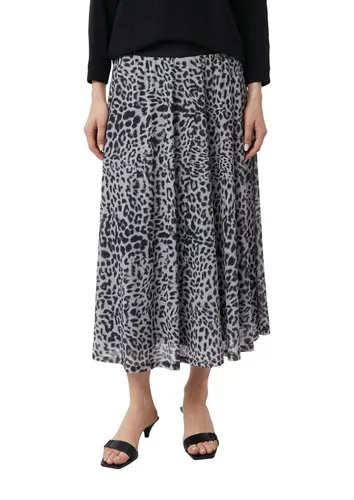 Bedruckter Mesh Rock zum Schlupfen in Midi Länge schwarz 44 - Röcke für Damen, aus leichtem Netzstoff mit elastischem Bund für optimalen Tragekomfort und stylischen Look.