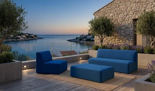 Moderne Couchgarnitur Blau mit Sessel und Couchtisch - Stilvolle Couchgarnitur für Jugendliche, bestehend aus 2-Sitzer-Sofa, Sessel und Couchtisch. Ideal für entspannte Stunden, mit bequemen Sitzkomfort und elegantem Design.