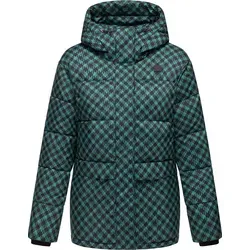 Ragwear Steppjacke Wikesh Print - Wasserdichte Damen Winterjacke mit modischem Hahnentritt-Muster, ideal für kalte Tage. Pflegeleicht, atmungsaktiv und mit verstellbarer Kapuze für optimalen Tragekomfort.
