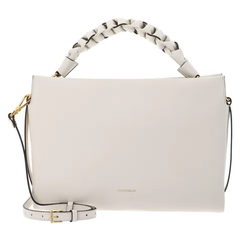 COCCINELLE Boheme Grana Double Hand Bag Handtasche Pearl / Cognac creme