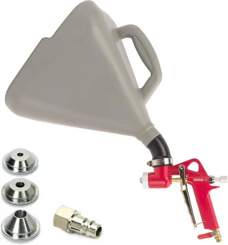 Trichterpistole 7,5L mit 3 Düsen - Putzmeister SN302k - Farbsprühsysteme mit 7,5L Trichtervolumen für längeres Arbeiten, 3 wechselbare Düsen (4, 6, 8 mm) und flexibles Gelenk für optimale Beweglichkeit.