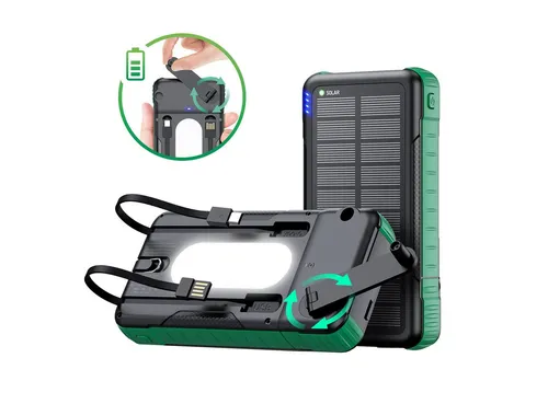 fontastic Solar Powerbank 10000mAh mit Handkurbel – Outdoor USB-C LED SOS - Die 10.000 mAh Solar Powerbank mit Handkurbel ist ideal für Outdoor-Abenteuer. Mit 3 Ladeoptionen, robustem Design und IP63-Schutz bist du unabhängig von Stromquellen – perfekt für Camping und Notfälle.