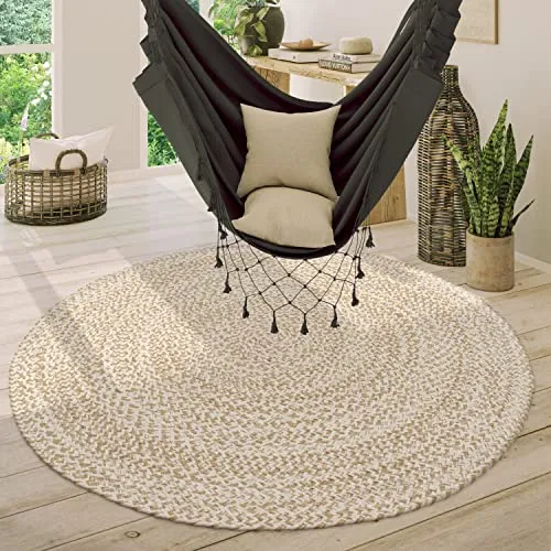 Paco Home Rundteppich Jute Boho Ethno 160 cm - Teppich im Boho & Ethno Look, handgefertigt aus 100% Jute. Ideal für ein gemütliches Ambiente in jedem Raum und mit CARE & FAIR Label gegen Kinderarbeit.