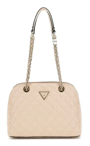 Guess Schultertasche Giully - Elegante Schultertasche in Light Beige - Schultertaschen: GUESS Giully Dome Satchel bietet edles Design, viel Stauraum und angenehmen Tragekomfort. Perfekt für jeden Look mit goldfarbenen Akzenten.