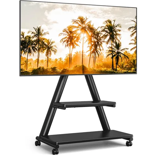 TVON Höhenverstellbarer Rollständer für Fernseher 32-80 Zoll - Stylischer TV-Wagen mit stabilem A-Rahmen für Fernseher bis 68 kg. Bietet optimale Betrachtungsflexibilität mit Schwenk- und Neigefunktionen sowie einfache Mobilität dank arretierbarer Rollen.