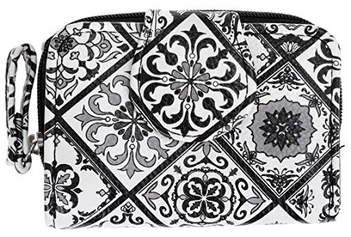 Geldbörse Damen Alessandro Mosaik Börse Geldbeutel klein mittel groß Wallet Purse Black White + Schlüsseletui (2382 Small)