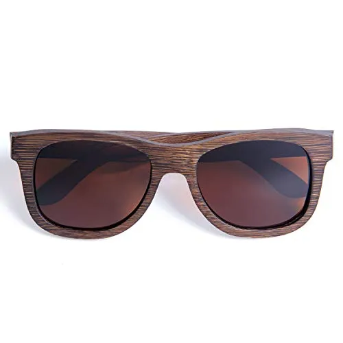 LUI SUI Männer Frauen Retro Holz Polarisierte Linse Sonnenbrille UV Schutz Eyewear Leichte Holzrahmen Float Stil Gläser für Reisen Radfahren Angeln