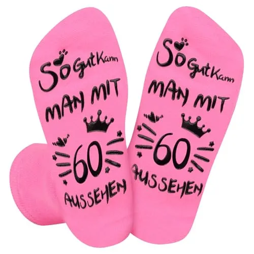 Geburtstag Socken Frauen, Geschenk Zum 60 Geburtstag Frau, Geschenk Geburtstag Frau für Frauen, Geburtstag Socken für Mädchen (DE/NL/SE/PL, Numerisch, 37, 42, Regular, Regular, 60. Geburtstag) 60