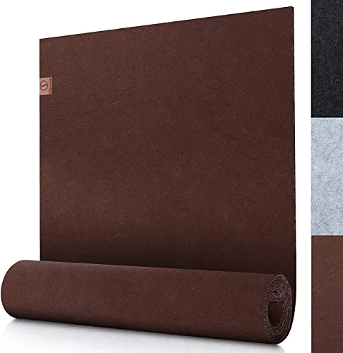 Sidorenko moderner Tischläufer aus Filz braun- 100x30cm - Abwaschbare Tischdecke mit Leder Label - Skandinavischer Tischband Deko - Tisch Filzläufer für draußen