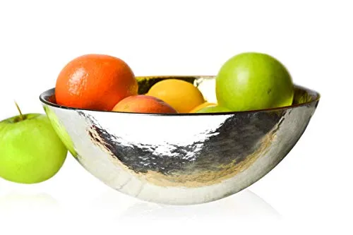 Sendez Elegante Gold/Silber Schale 25 cm – galvanisierte Salatschale, Obstschale, Snackschale, dekoratives Highlight für Tisch & Zuhause, 3 Liter