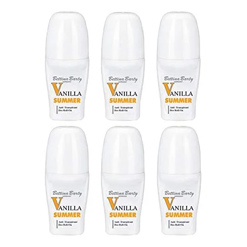 Bettina Barty Summer Vanilla Antitranspirant Deo Roll-On 6 x 50 ml - Deos mit langanhaltendem Schutz und einem verführerischen Vanilleduft, ideal für den Sommer.