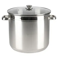Liter Kochtopf aus Edelstahl mit Glasdeckel 20L - Koch- & Suppentöpfe, 20 Liter Kapazität, ideal für große Mengen, pflegeleichtes Edelstahl mit praktischem Glasdeckel.