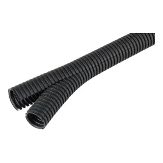 Fränkische CO-FLEX-PP NW 10 SW Wellrohr, 50m in Schwarz - Kunststoffrohre, geschlitztes und verschließbares Wellrohr aus PP-MOD-BS, nicht flammenausbreitend – ideal für sichere Kabelverlegung.